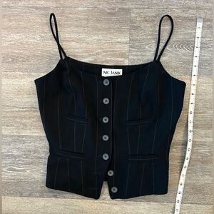 Pin Striped Black Button-Front Top